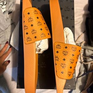 Brand new MCM brown slides